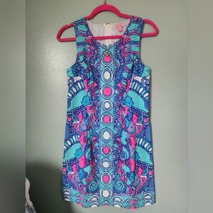 Lilly Pulitzer Blue Pink V-Neck Sheath Dress